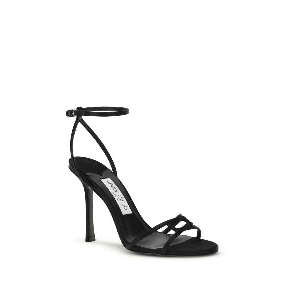 Jimmy Choo Black Calf Leather Bos Taurus Stiletto Heel Sandals