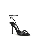 Jimmy Choo Black Calf Leather Bos Taurus Stiletto Heel Sandals