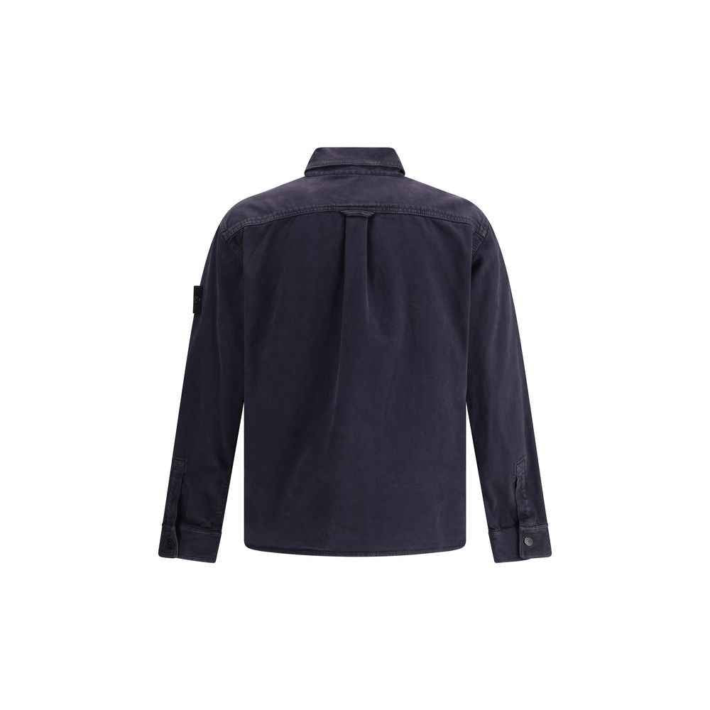 Stone Island Blue Cotton Dress Shirt
