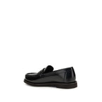 Brunello Cucinelli Black Leather Slip-On Loafers