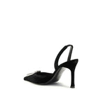 Amina Muaddi Black Calf Leather Bos Taurus High Heel Pumps
