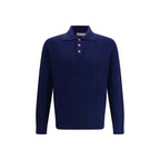 Brunello Cucinelli Blue Cashmere Polo Shirt
