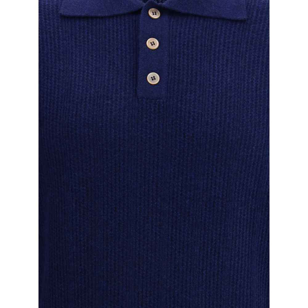 Brunello Cucinelli Blue Cashmere Polo Shirt