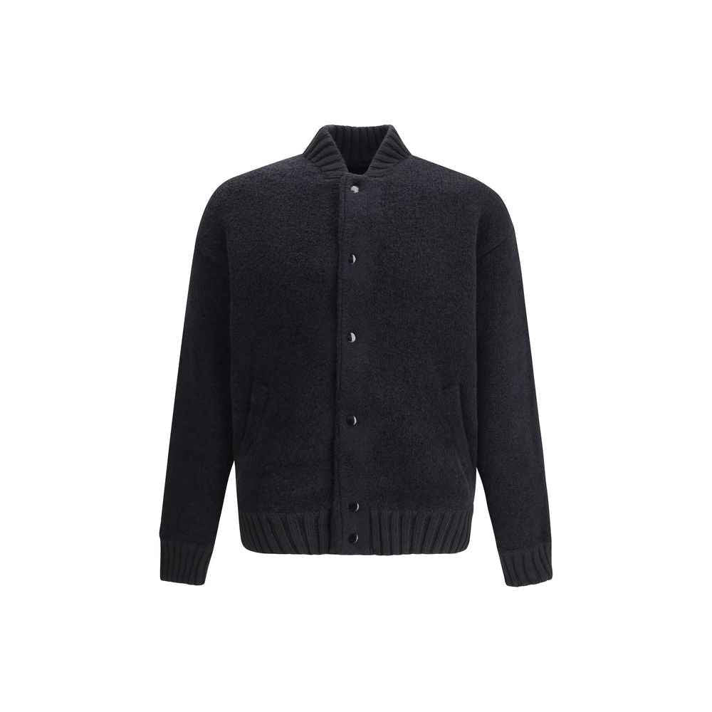 Laneus Black Merino Wool Bomber