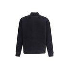 Laneus Black Merino Wool Bomber
