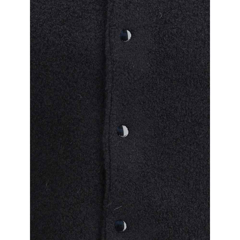 Laneus Black Merino Wool Bomber