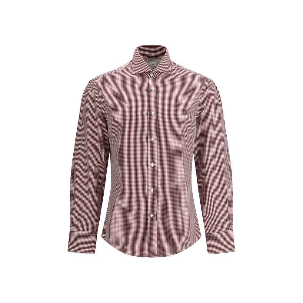 Brunello Cucinelli Red Cotton Pattern Shirt