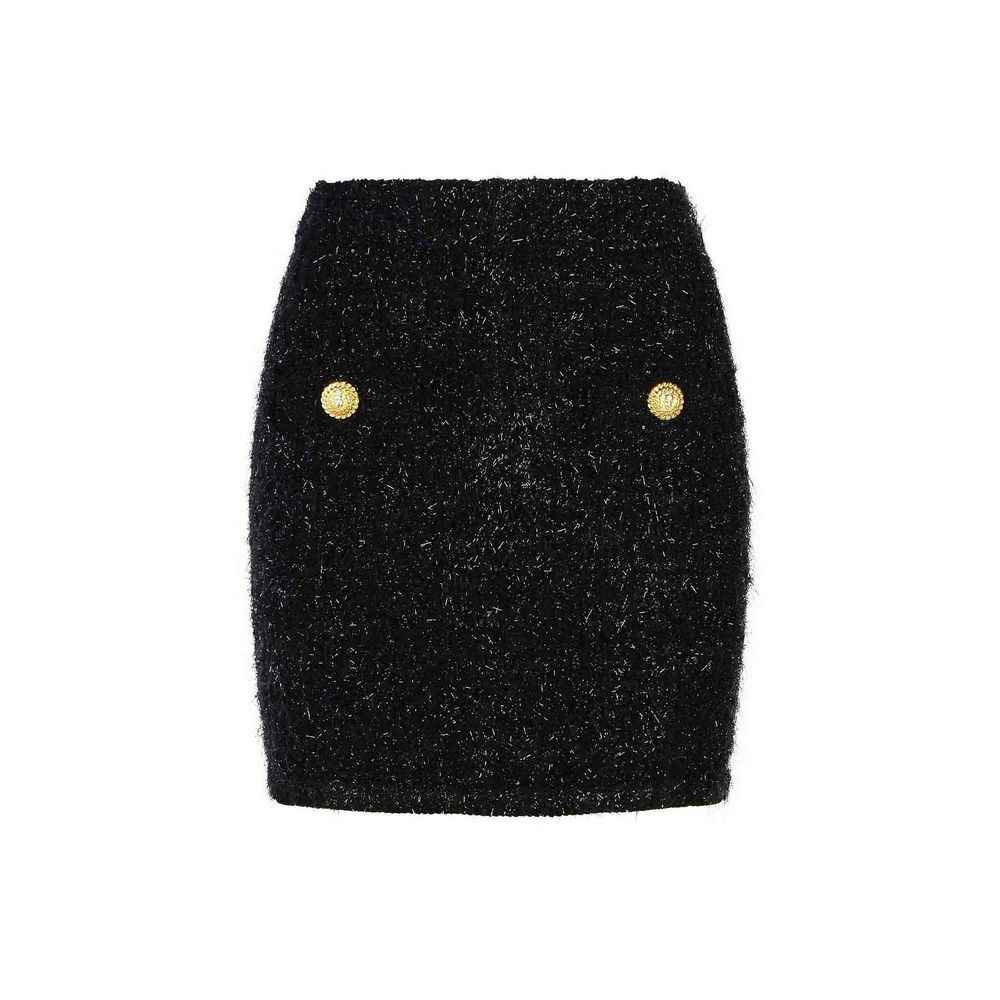 Balmain Black Cotton Mini Skirt