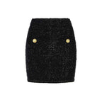 Balmain Black Cotton Mini Skirt