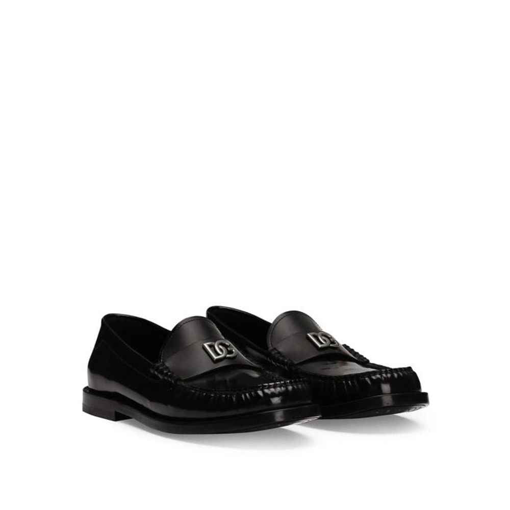 Dolce & Gabbana Black Calfskin Slip-On Loafers