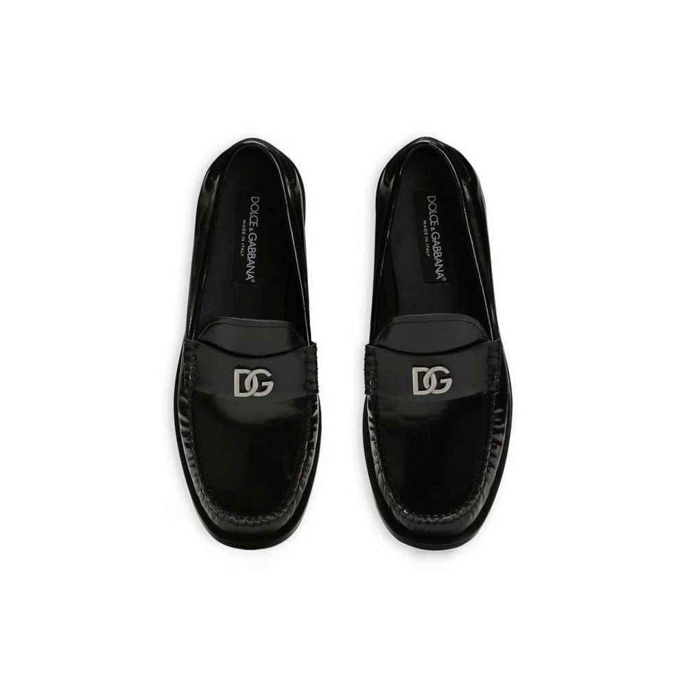 Dolce & Gabbana Black Calfskin Slip-On Loafers