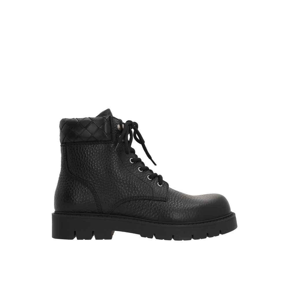Bottega Veneta Black Calfskin Lace-Up Boots