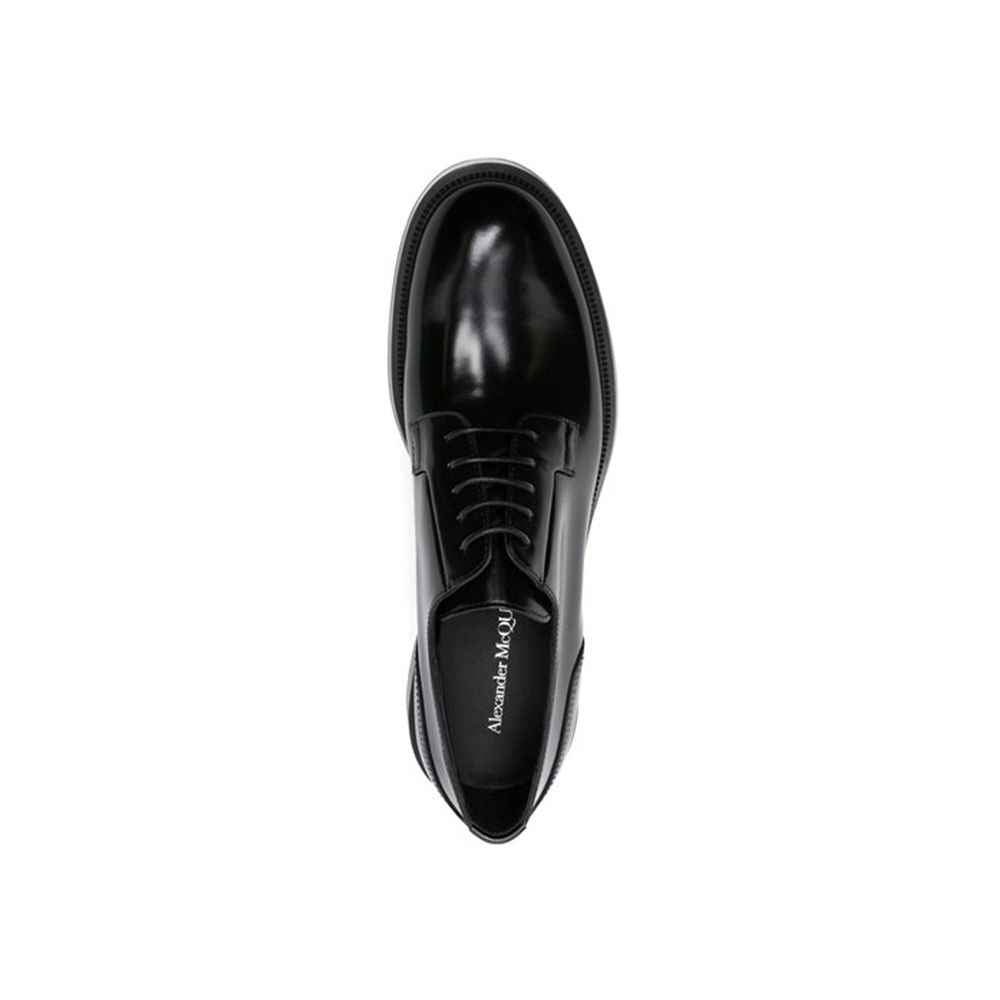 Alexander McQueen Black Calfskin Oxfords And Derbies