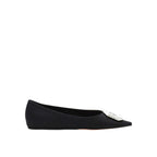 Amina Muaddi Black Silk Ballet Flats