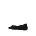 Amina Muaddi Black Silk Ballet Flats