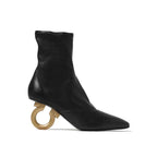 Salvatore Ferragamo Black Lamb Leather High Heel Boots