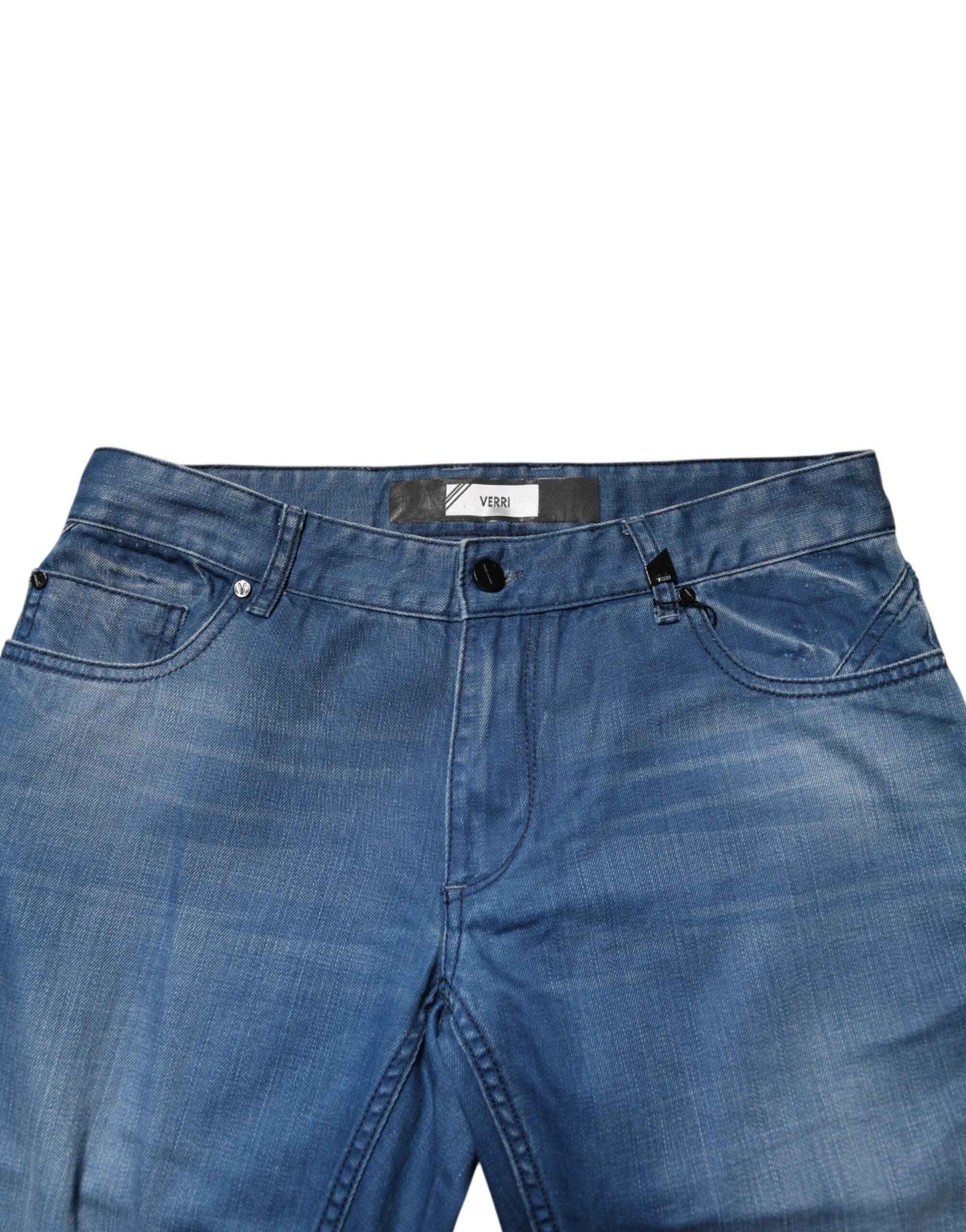 Verri Blue Washed Cotton Regular Fit Men Denim Trouser Jeans