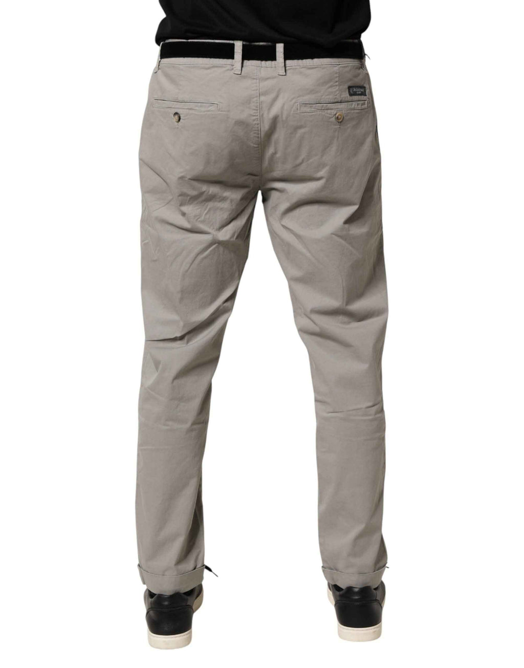 Jeckerson Gray Cotton Stretch Tapered Fit Men Chino Trouser Pants