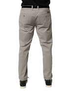Jeckerson Gray Cotton Stretch Tapered Fit Men Chino Trouser Pants