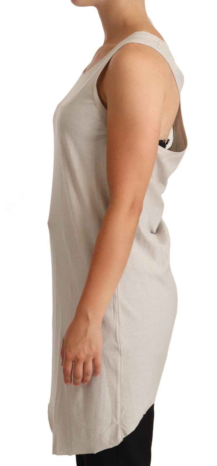 Max Mara Light Gray 100% Cotton Sleeveless Razor Back Tank Top