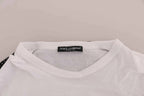 Dolce & Gabbana White Cotton Black Silk Scarf Top T-shirt