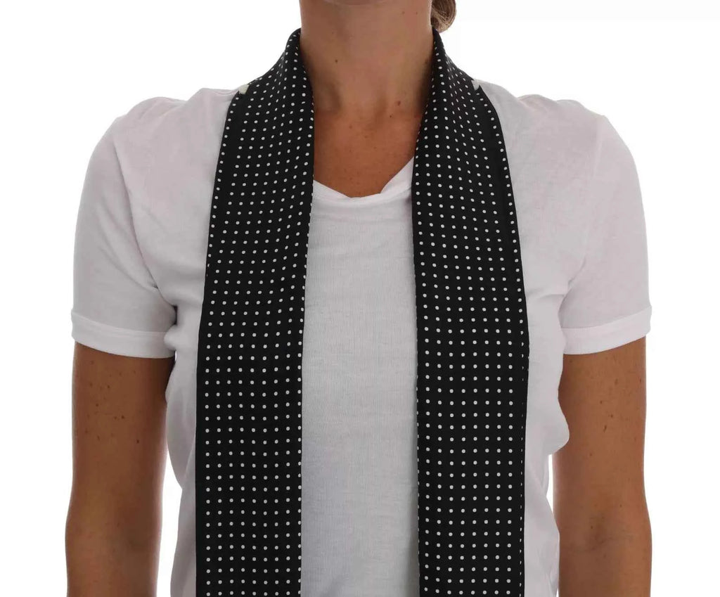 Dolce & Gabbana White Cotton Black Silk Scarf Top T-shirt