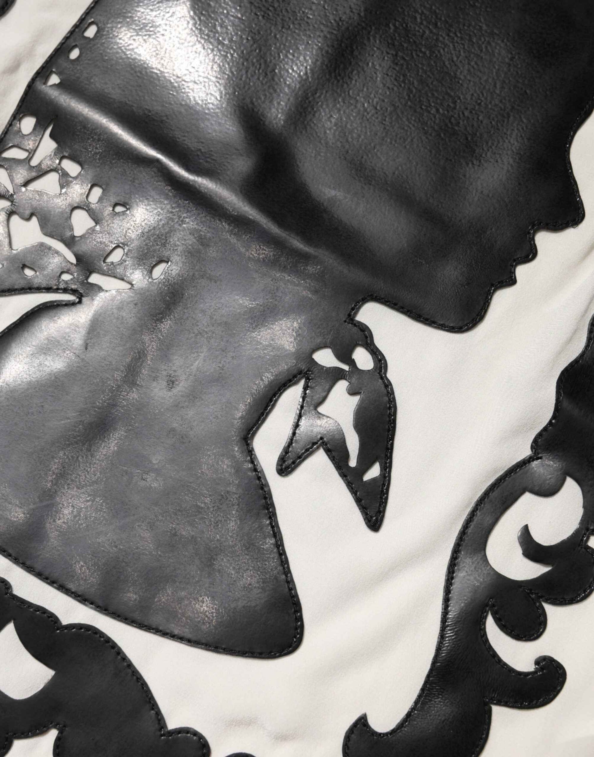 Dolce & Gabbana Cream Silk Silhouette Detail Short Sleeve Top