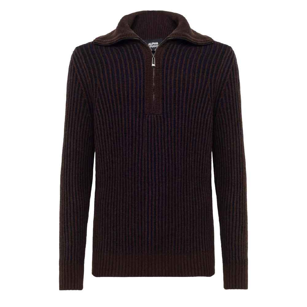 Alpha Studio Brown Wool Sweater