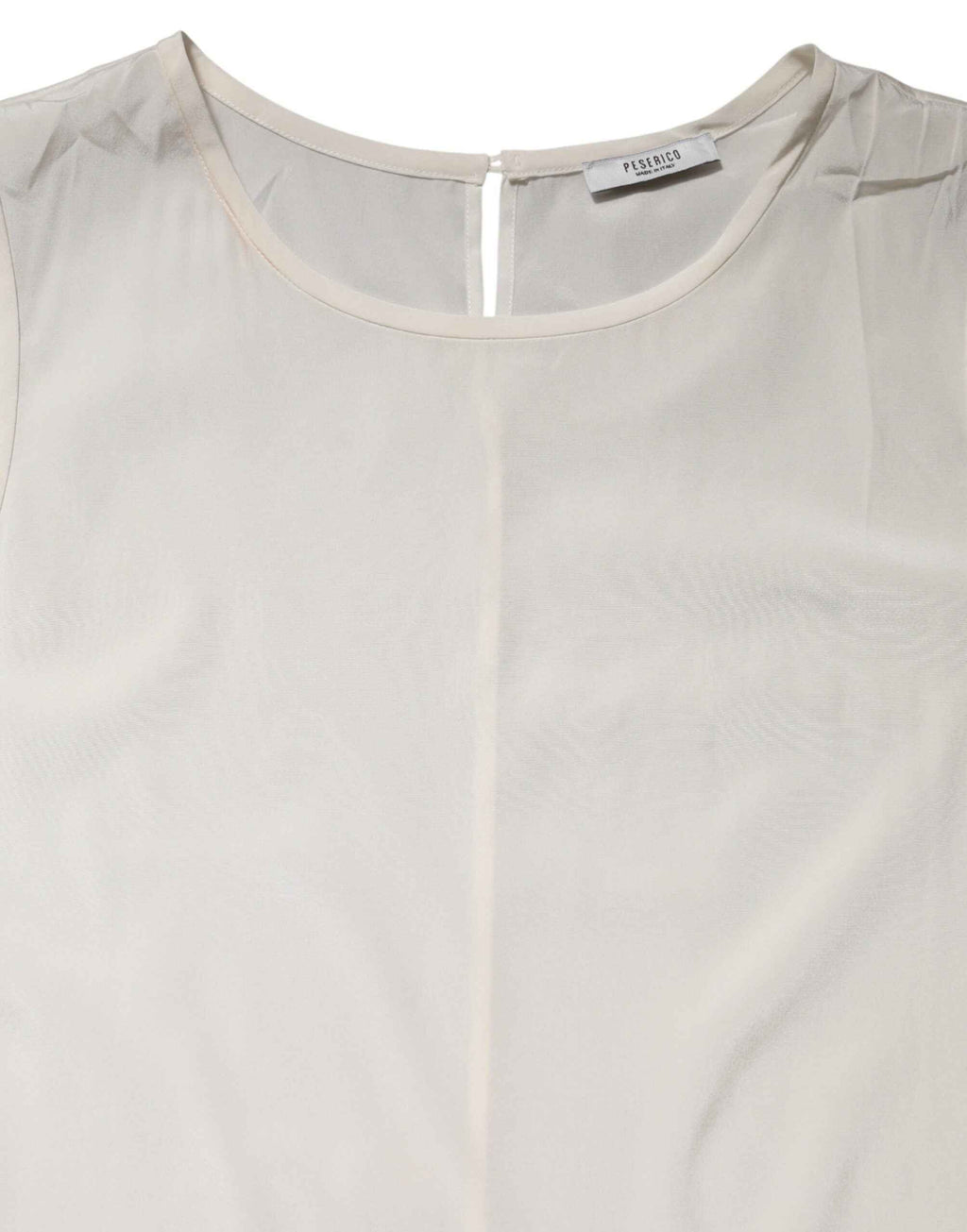 Peserico Off White Silk Stretch Roundneck Sleeveless Tank Top