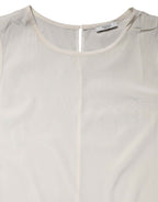 Peserico Off White Silk Stretch Roundneck Sleeveless Tank Top