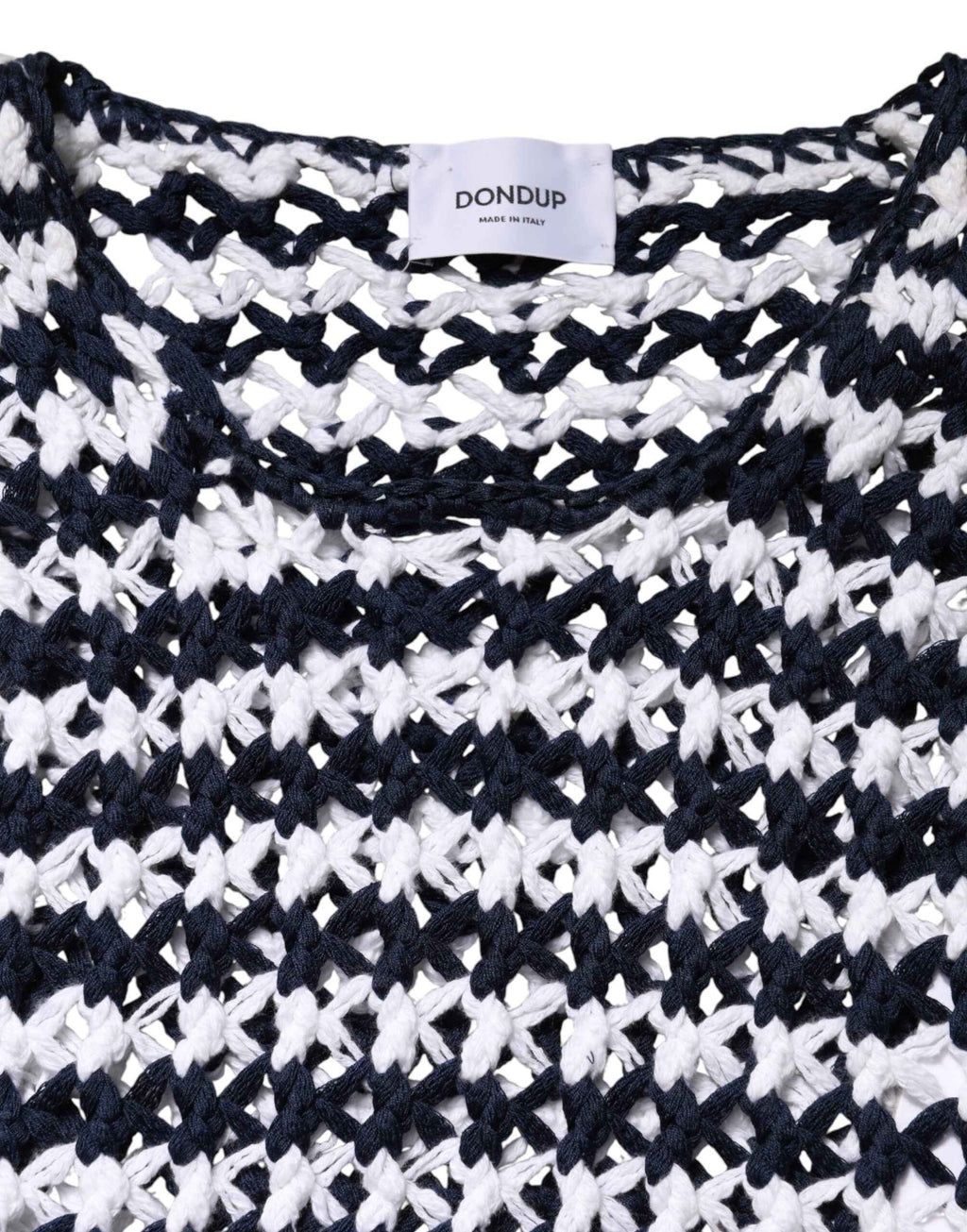 Dondup White Black Knitted Round Neck Sleeveless Tank Top