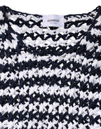 Dondup White Black Knitted Round Neck Sleeveless Tank Top