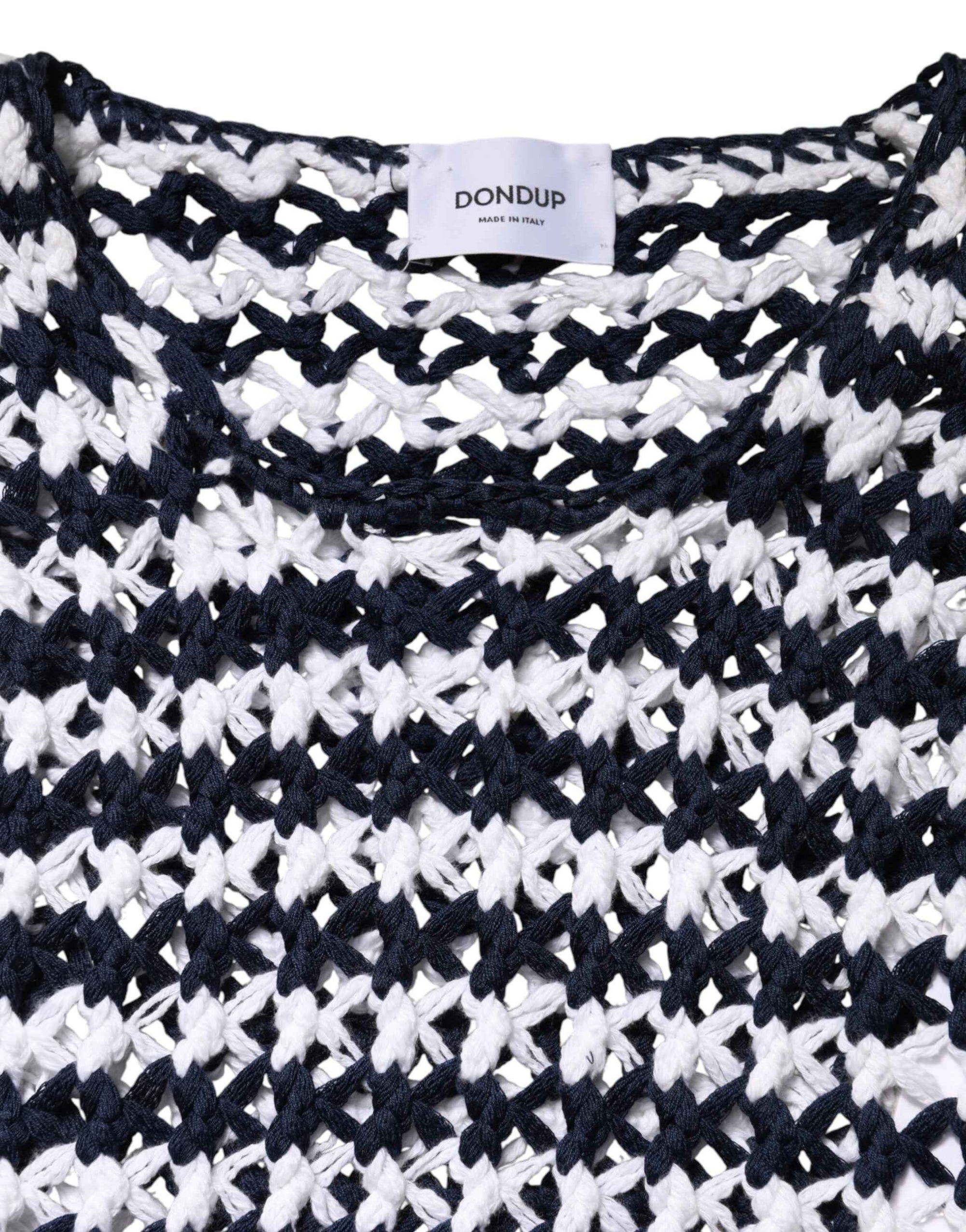 Dondup White Black Knitted Round Neck Sleeveless Tank Top