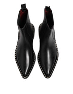 Dolce & Gabbana Black Studded Chelsea Short Ankle Boots Shoes