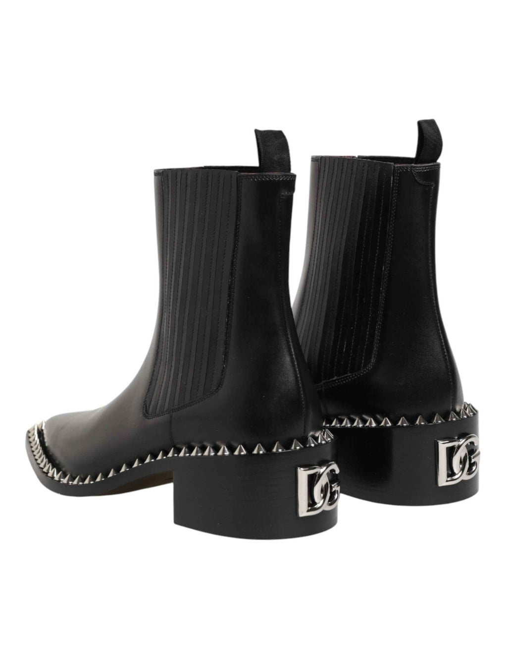 Dolce & Gabbana Black Studded Chelsea Short Ankle Boots Shoes