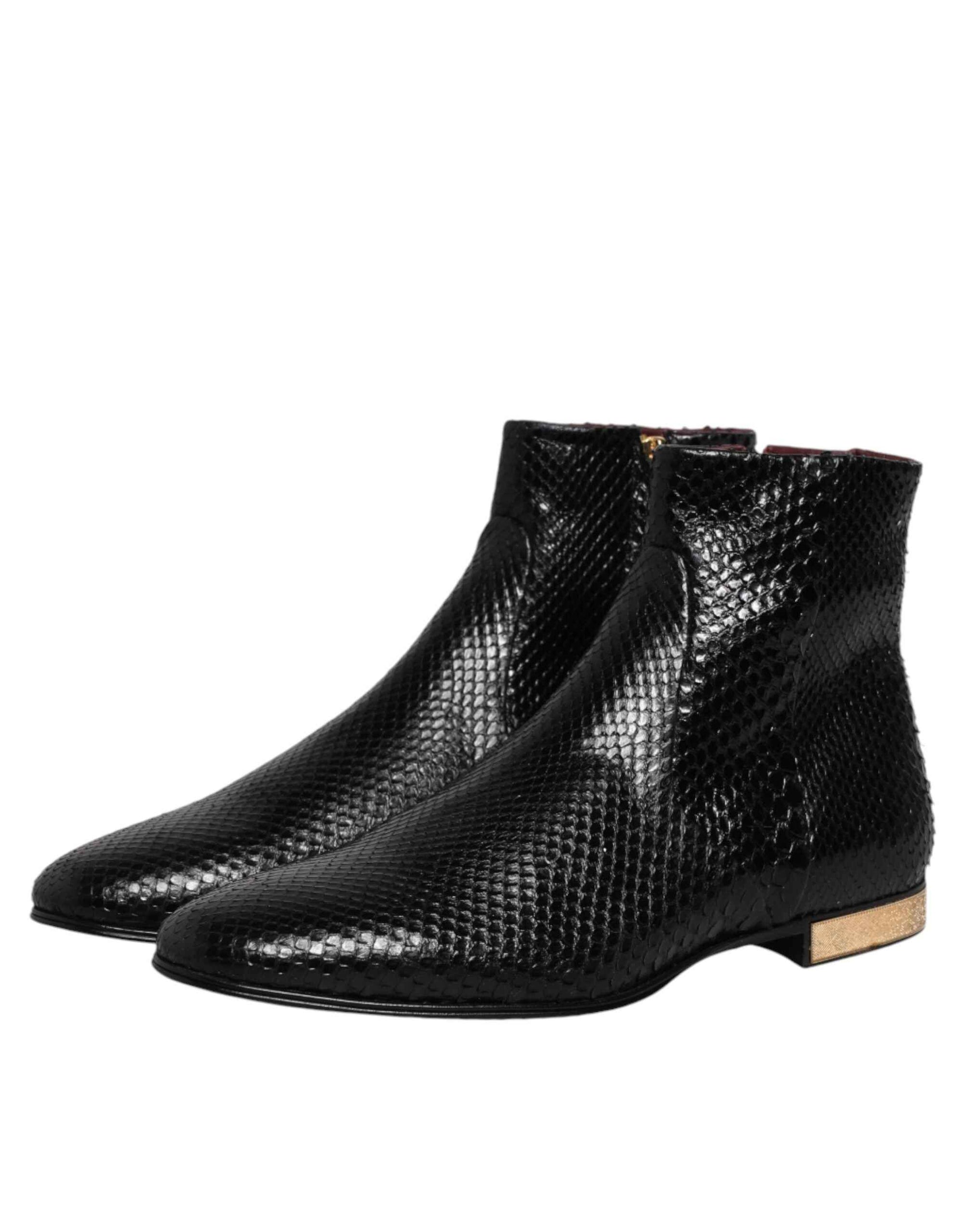 Dolce & Gabbana Black Leather Chelsea Short Ankle Boots  Shoes