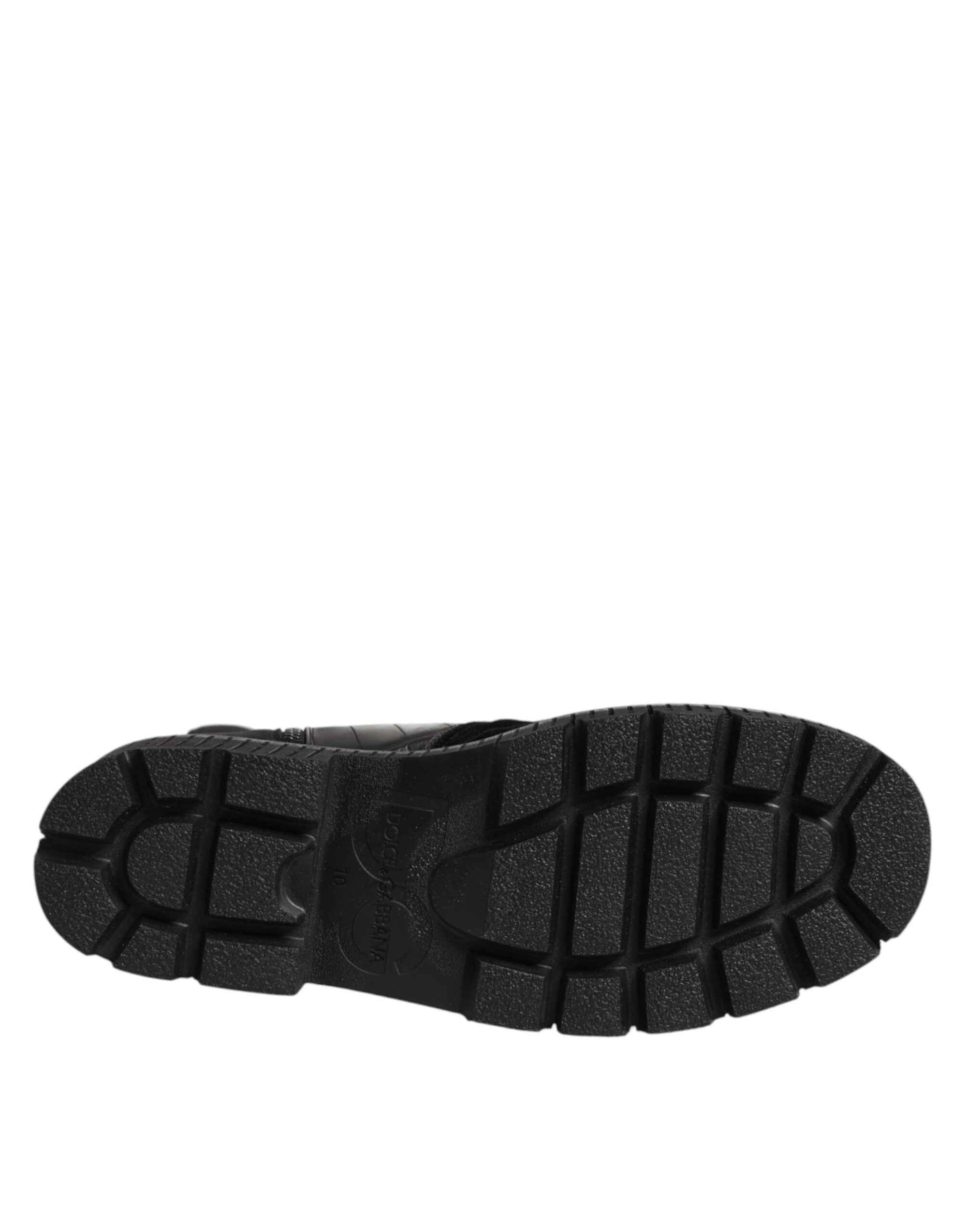 Dolce & Gabbana Black Patchwork Leather Mid Calf Boot  Shoes