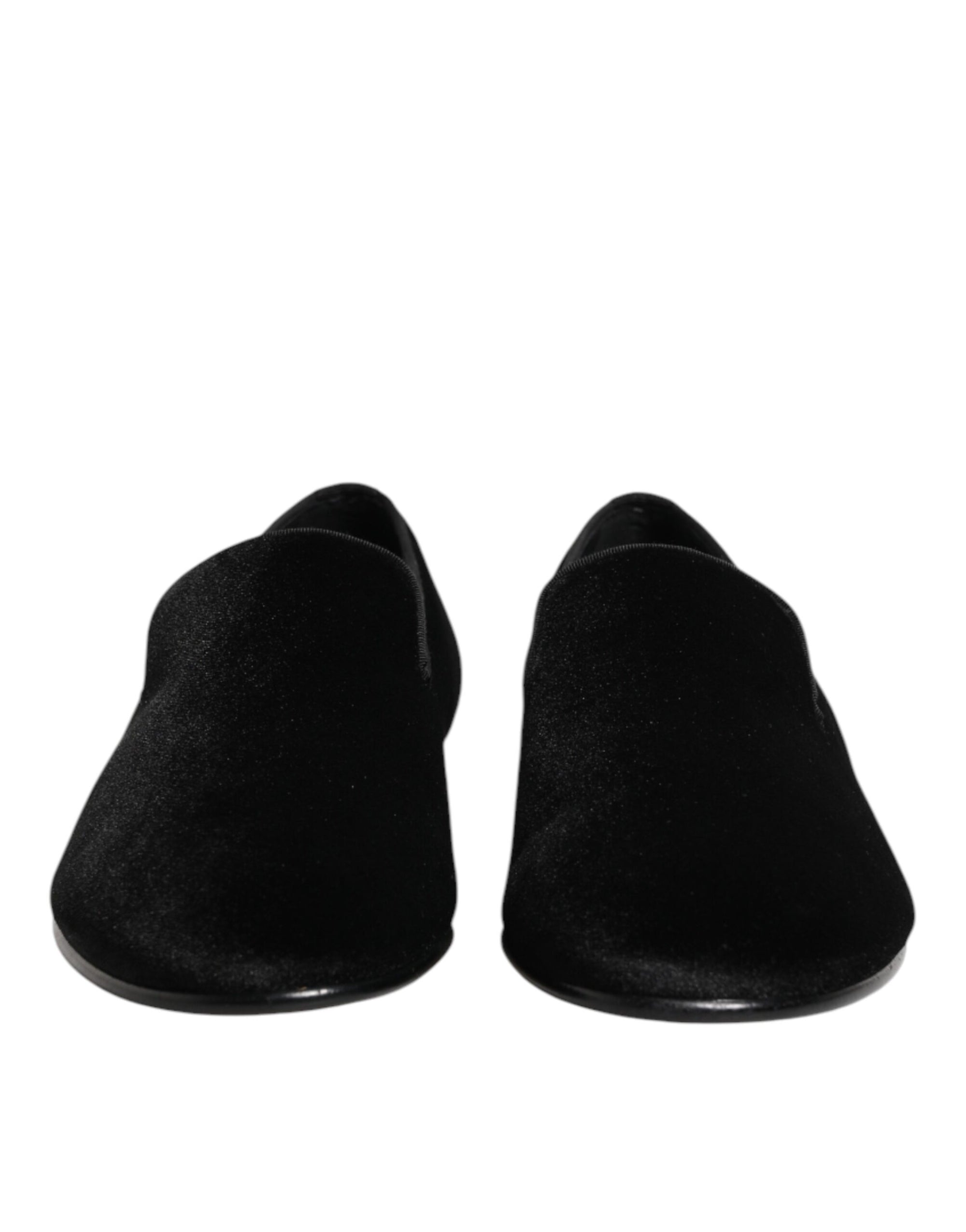 Dolce & Gabbana Black Leather Suede Slip On Loafers Dress Shoes