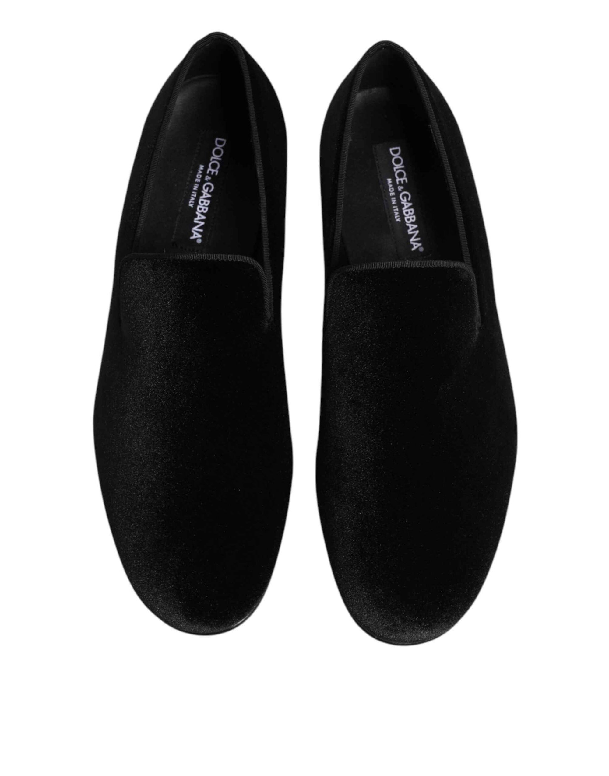 Dolce & Gabbana Black Leather Suede Slip On Loafers Dress Shoes