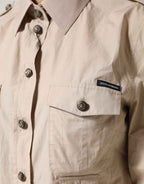 Dolce & Gabbana Beige Collared Long Sleeve Cotton Shirt Top