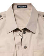 Dolce & Gabbana Beige Collared Long Sleeve Cotton Shirt Top