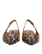 Dolce & Gabbana Brown Leopard Slingback Flats Sandals Shoes