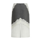 Jil Sander Gray Polyester Midi Skirt
