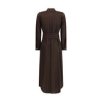 Ella Brown Silk Casual Dress