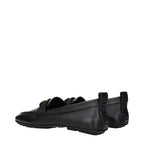 Versace Black Leather Slip-On Loafers