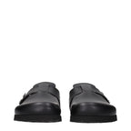 Palm Angels Black Leather Slippers