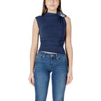 Guess Blue Cotton Sleeveles T-Shirt