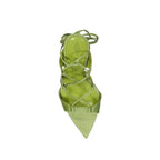 The Attico Green Silk Stiletto Heel Sandals