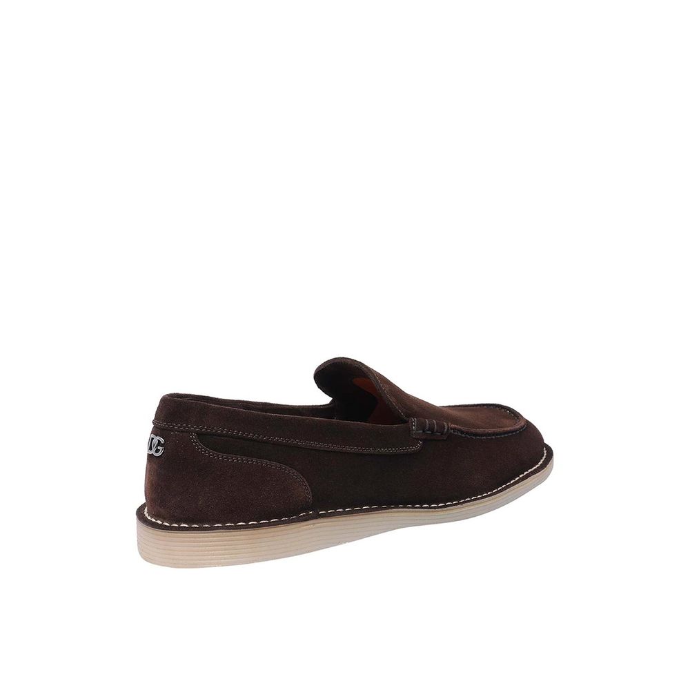 Dolce & Gabbana Brown Calfskin Slip-On Loafers