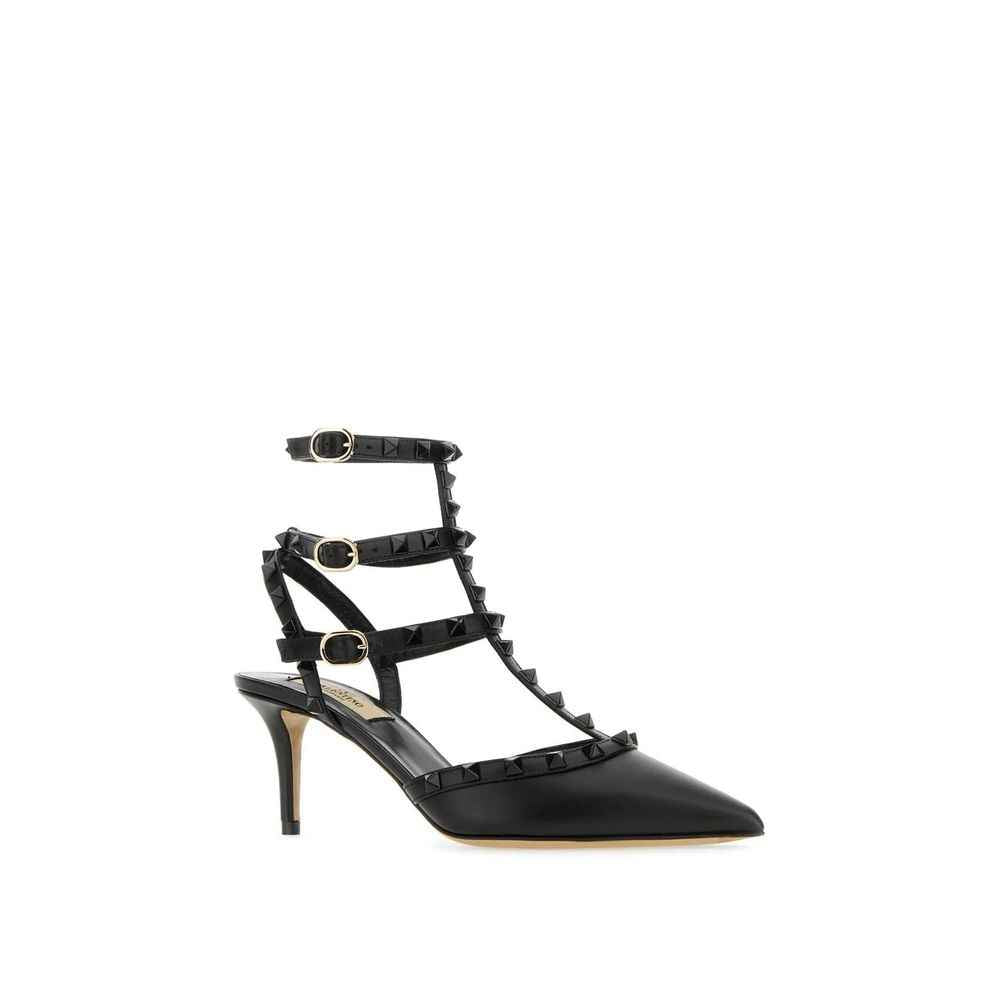 Valentino Garavani Black Calfskin Mid Heel Pumps